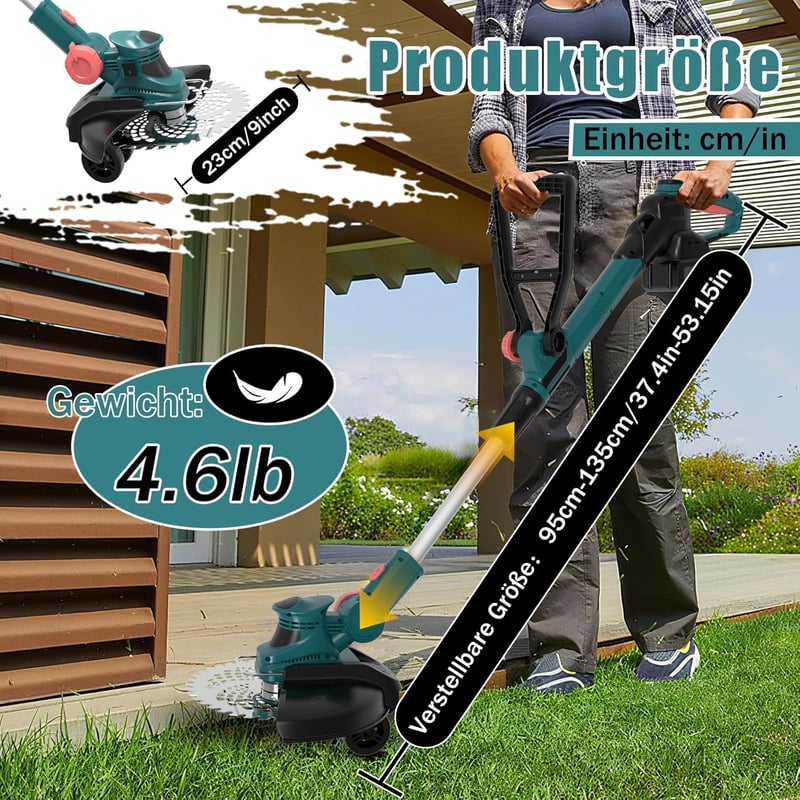 Hengriacly 21V Akkus Fűnyíró Makita Kompatibilis Kefe Nélküli Motor 2x4.0Ah Akkuval