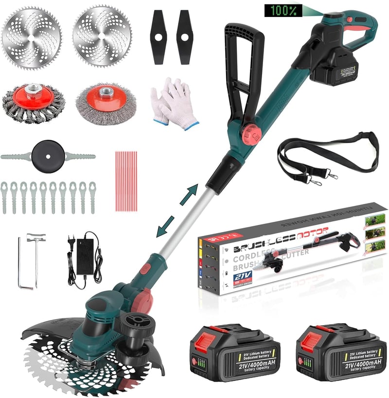 Hengriacly 21V Akkus Fűnyíró Makita Kompatibilis Kefe Nélküli Motor 2x4.0Ah Akkuval