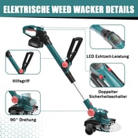 Hengriacly 21V Akkus Fűnyíró Makita Kompatibilis Kefe Nélküli Motor 2x4.0Ah Akkuval 6