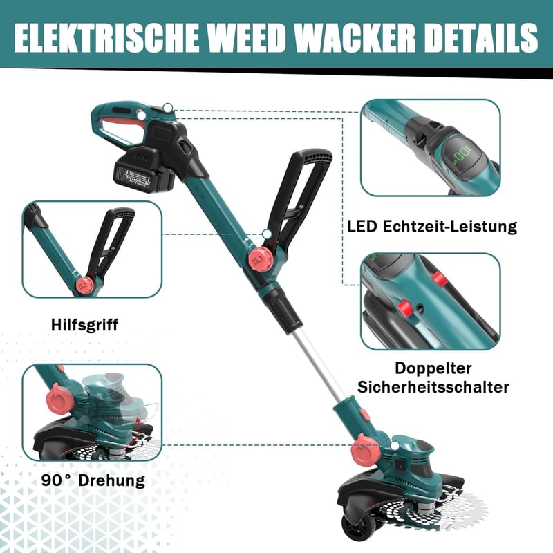 Hengriacly 21V Akkus Fűnyíró Makita Kompatibilis Kefe Nélküli Motor 2x4.0Ah Akkuval