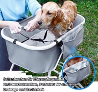 Hengriacly Állítható Magasságú Kisállat Fürdető Kád - Összecsukható Hordozható Kutyafürdető 65 kg-ig, Kis és Közepes Kutyáknak, Macskáknak ( 3