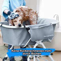 Hengriacly Állítható Magasságú Kisállat Fürdető Kád - Összecsukható Hordozható Kutyafürdető 65 kg-ig, Kis és Közepes Kutyáknak, Macskáknak ( 2