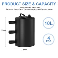 Hengrongshen 4 buc. Greutăți pentru Pavilion 20L, Sac de balast umplut cu apă sau nisip 80 kg+, Greutăți reutilizabile pentru cort, pliabile 2
