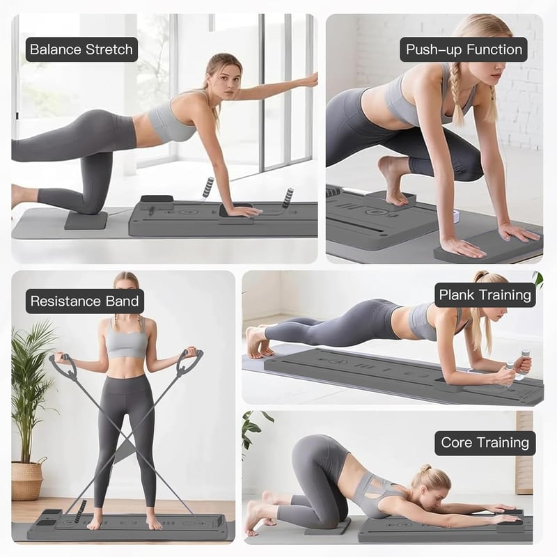 Hengrongshen 5 az 1-ben Pilates Board Összecsukható Reformer Edzőpad Időzítővel