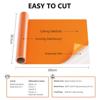 Hengrongshen Narancssárga Vasalható Vinyl Fólia 30,5cm x 150cm - Hőtranszfer Flexfólia Plotter Eszközökkel Cri-Cut és Silhouette DIY Pólókho 2