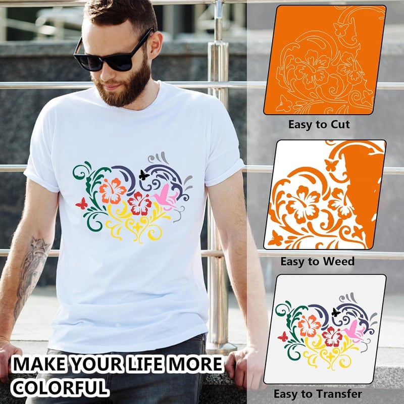 Hengrongshen Narancssárga Vasalható Vinyl Fólia 30,5cm x 150cm - Hőtranszfer Flexfólia Plotter Eszközökkel Cri-Cut és Silhouette DIY Pólókho