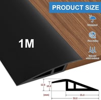 Hengrongshen Öntapadós PVC Küszöbsín 1m x 5cm - Fekete Átmeneti Profil Padlómagasság Kiegyenlítéshez Parketta, Laminált Padló 5-10mm 2