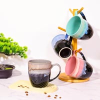 hengshukeji 500ml Kerámia Kávéscsésze Kézműves Irodai Otthoni Teás Csésze Világoskék 5