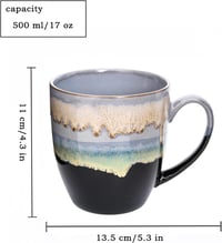 hengshukeji 500ml Kerámia Kávéscsésze Kézműves Irodai Otthoni Teás Csésze Világoskék 2