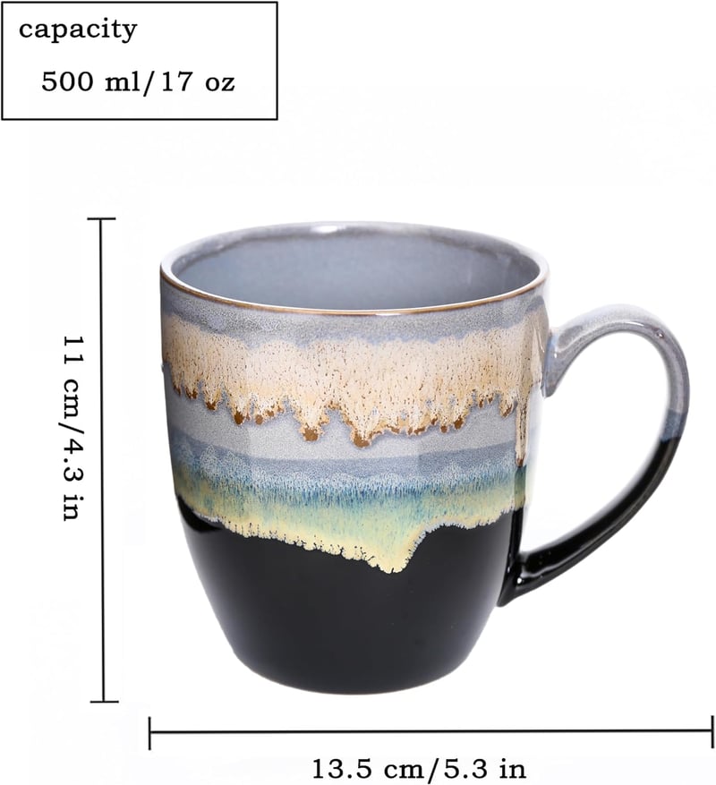 hengshukeji 500ml Kerámia Kávéscsésze Kézműves Irodai Otthoni Teás Csésze Világoskék