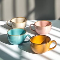 hengshukeji 700ml Kerámia Kávésbögre Tányérral és Kanállal Narancssárga 5