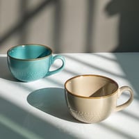 hengshukeji 700ml Kerámia Kávésbögre Kék - Irodai és Otthoni Teáscsésze, Mosogatógép és Mikrohullám Biztos 3