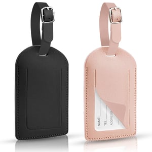 Etichetă de bagaj din piele Hengxinc, accesoriu de călătorie, set de 2 bucăți, etichetă pentru bagaje, etichetă cu nume