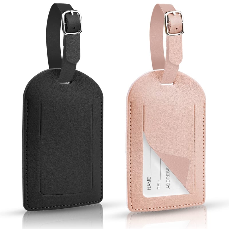 Etichetă de bagaj din piele Hengxinc, accesoriu de călătorie, set de 2 bucăți, etichetă pentru bagaje, etichetă cu nume