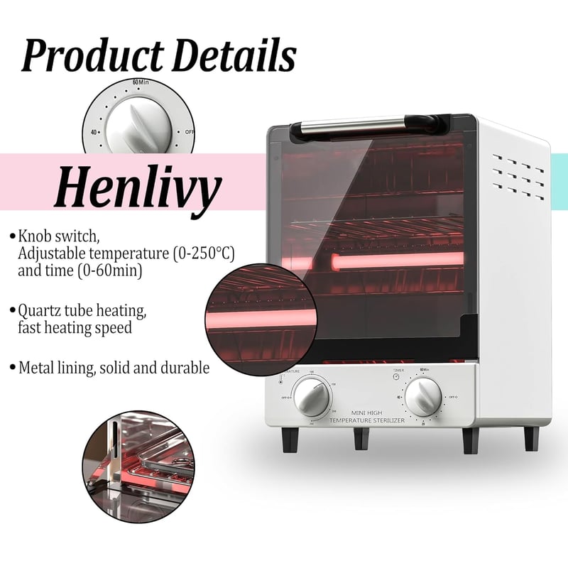 Henlivy 10L Sterilizáló Autokláv 250°C Fodrász Szalon Köröm Spa Eszköz Sterilizáláshoz