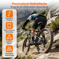 HENMI Výškovo nastaviteľná MTB sedlovka s hydraulickým tlmením – 27.2 / 30.9 / 31.6 mm – s 2 redukčnými vložkami – pre Gravel a E-MTB 2
