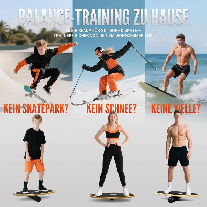 HENMI Fa Egyensúlyozó Deszka Csúszásmentes Felülettel, Otthoni Fitness Tréning