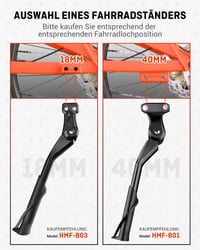 HENMI Bočný stojan na bicykel pre 24-29 palcové bicykle, bočný stojan pre elektrobicykle a MTB bicykle, so skrutkovými otvormi 40 mm M6 a 18 mm M5/M6 4
