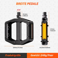 Ploché pedále na bicykel HENMI s odrazkami, StVZO, zapuzdrené ložiská, 9/16 palca – čierne 6