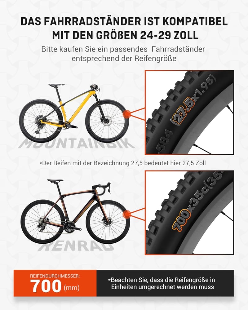 HENMI Állítható Kerékpártámasz 24-29" Méretű Kerékpárokhoz - 45kg Teherbírás, Alumínium, MTB, E-bike, Országúti és Városi Biciklikhez