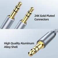 Henrety OHJ-264 3,5 mm fonott nylon aux kábel, férfi-férfi - szürke - 1 m 2