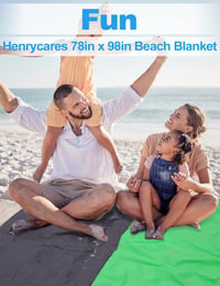Henrycares iznimno velika prostirka za plažu 275x300 cm, zelena - lagana, brzo se suši, otporna na pijesak i vodootporna, za putovanja i kampiranje 2