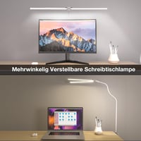 Lampă de birou LED Hensam pentru monitor, lumină naturală, 1400 lm, intensitate reglabilă, cu clemă, cap dublu flexibil, 5 moduri de iluminare, alb 3