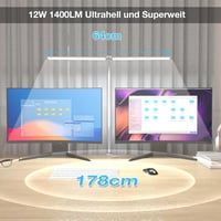 Lampă de birou LED Hensam pentru monitor, lumină naturală, 1400 lm, intensitate reglabilă, cu clemă, cap dublu flexibil, 5 moduri de iluminare, alb 2