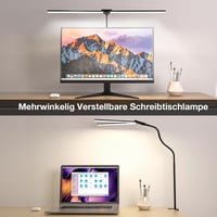 Lampă de birou LED Hensam reglabilă cu clemă, cap dublu, 1400 lm, gât flexibil, 5 trepte de temperatură de culoare, negru, CRI peste 83 4