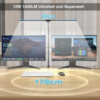 Lampă de birou LED Hensam reglabilă cu clemă, cap dublu, 1400 lm, gât flexibil, 5 trepte de temperatură de culoare, negru, CRI peste 83 2