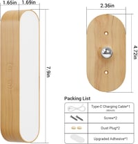 Hensam LED fali lámpa éjjeli asztali világítás, vezeték nélküli, dimmer, 5 színhőmérséklet 7