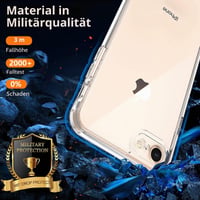 Hensinple iPhone SE 2020 / SE 2022 / 8 / 7 nárazuvzdorný kryt s 9H ochranným sklom na displej, TPU outdoorový obal s ochranou fotoaparátu – priehľadný 4