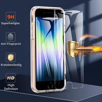 Hensinple iPhone SE 2020 / SE 2022 / 8 / 7 nárazuvzdorný kryt s 9H ochranným sklom na displej, TPU outdoorový obal s ochranou fotoaparátu – priehľadný 2