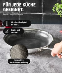 Tigaie HENSSLERS 28 cm pentru Toate Tipurile de Plită - Tigaie Antiaderentă cu Structură de Tip Fagure pentru Inducție - Rezistentă la Zgârieturi și Tăieturi - Pentru Prăjit și Gătit 4