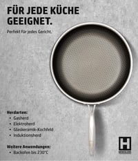 Tigaie HENSSLERS 28 cm pentru Toate Tipurile de Plită - Tigaie Antiaderentă cu Structură de Tip Fagure pentru Inducție - Rezistentă la Zgârieturi și Tăieturi - Pentru Prăjit și Gătit 5