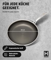 Tigaie HENSSLERS 28 cm pentru Toate Tipurile de Plită - Tigaie Antiaderentă cu Structură de Tip Fagure pentru Inducție - Rezistentă la Zgârieturi și Tăieturi - Pentru Prăjit și Gătit 6