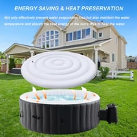 HENYEER Felfújható Medence Takaró 145cm, Univerzális Kerek Medencetakaró PVC Anyagból, Energiatakarékos Hőszigetelő Fedél 5