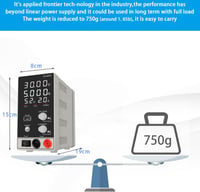 HEOPOTEN Laboratóriumi DC tápegység 30V 5A - 4 számjegyes LED kijelző, USB 5V 2A 5