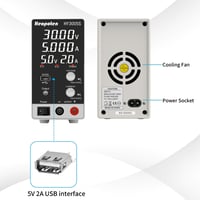 HEOPOTEN Laboratóriumi DC tápegység 30V 5A - 4 számjegyes LED kijelző, USB 5V 2A 3