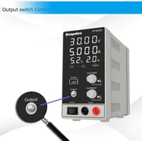 HEOPOTEN Laboratóriumi DC tápegység 30V 5A - 4 számjegyes LED kijelző, USB 5V 2A 6
