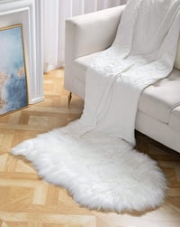 HEQUN műanyag birkabőr szőnyeg fehér 50x80 cm puha dekoratív szőnyeg 5