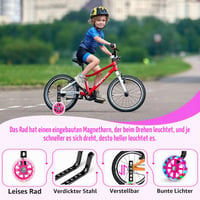 Bicicletă pentru copii Herbst Villogó cu roți ajutătoare, accesoriu pentru bicicletă cu înălțime reglabilă - Roz 3