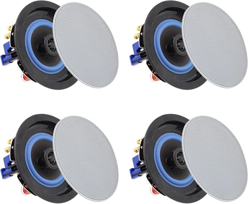 Herdio 4 Hüvelykes Mennyezeti Hangszóró Szett, 160W Bluetooth Kompatibilis Beépíthető Hangfal, Beltéri Kültéri Használatra (4 db)