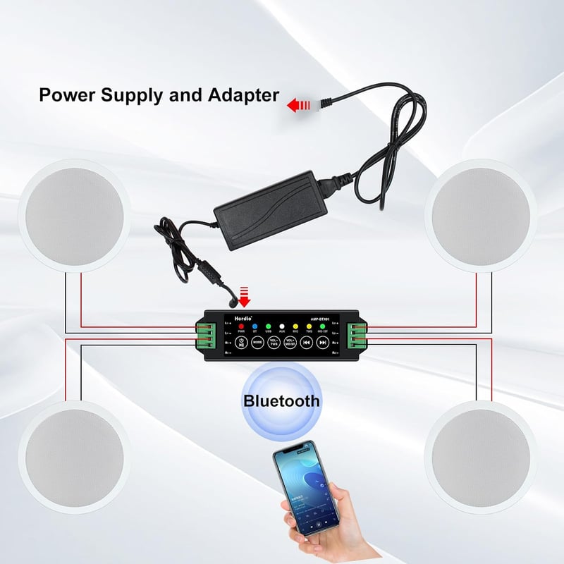 Set 4 difuzoare Herdio de 6,5" pentru tavan, 600W, Bluetooth