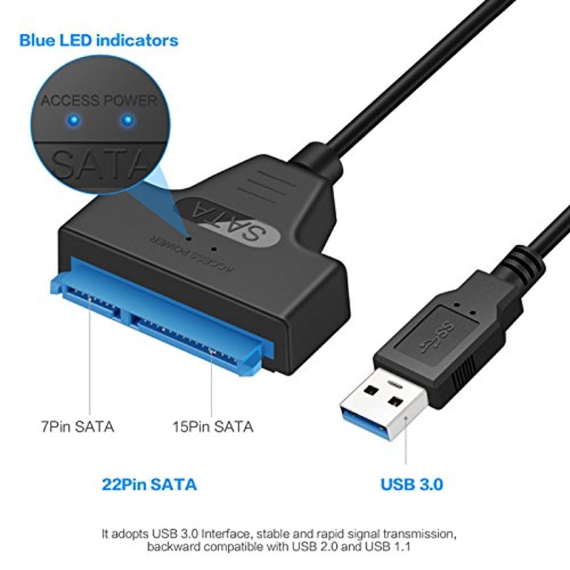 Herfair SATA USB 3.0 adapter 2,5" SSD/HDD merevlemez konverter kábellel