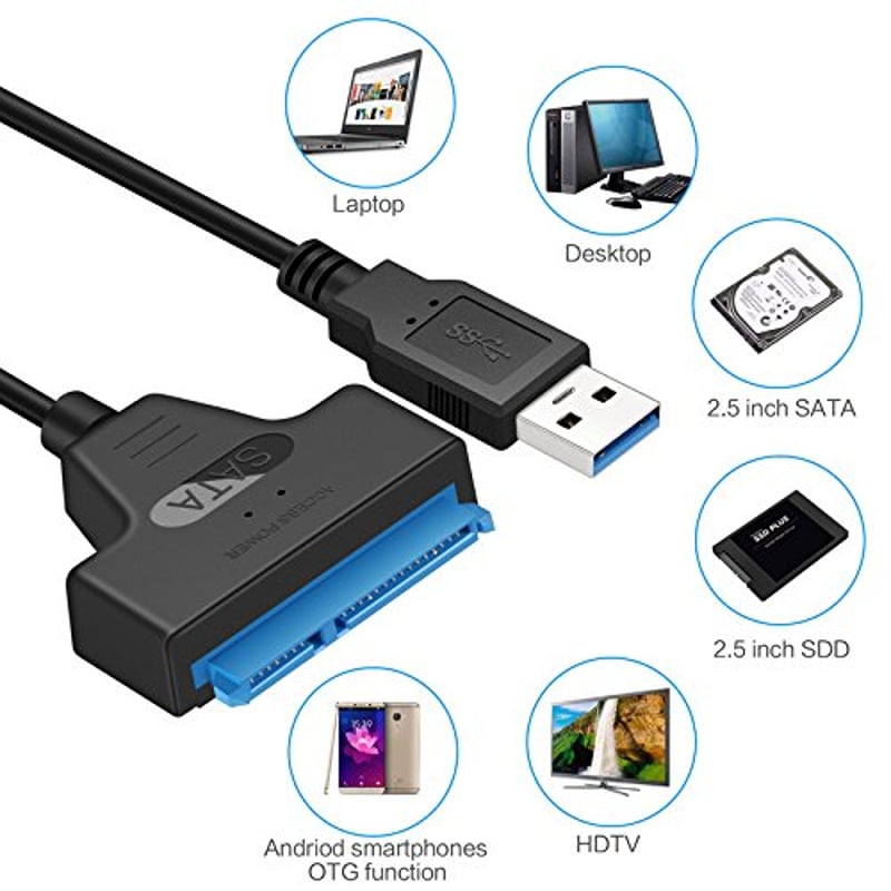 Herfair SATA USB 3.0 adapter 2,5" SSD/HDD merevlemez konverter kábellel