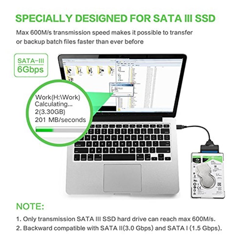 Herfair SATA USB 3.0 adapter 2,5" SSD/HDD merevlemez konverter kábellel