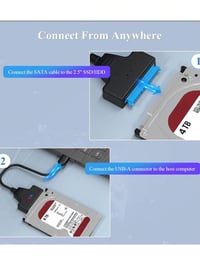Herfair SATA USB 3.0 adapter 2,5" SSD/HDD merevlemez konverter kábellel 8