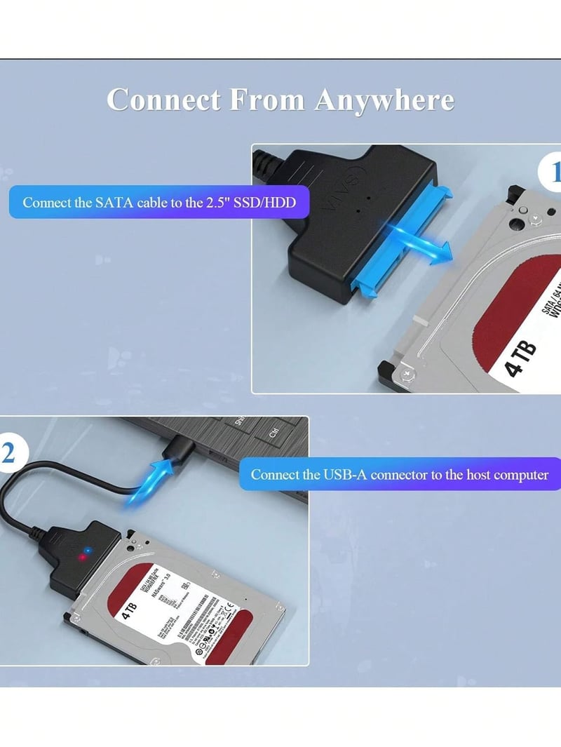 Herfair SATA USB 3.0 adapter 2,5" SSD/HDD merevlemez konverter kábellel