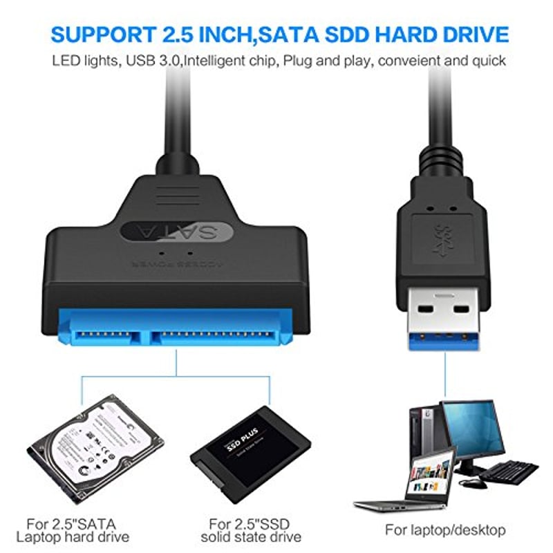 Herfair SATA USB 3.0 adapter 2,5" SSD/HDD merevlemez konverter kábellel
